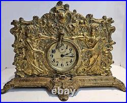 1910 National Electric Clock Co. NY Queen Mechanical Night Light Alarm Clock