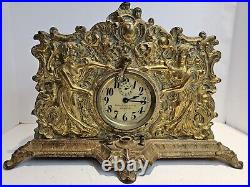 1910 National Electric Clock Co. NY Queen Mechanical Night Light Alarm Clock