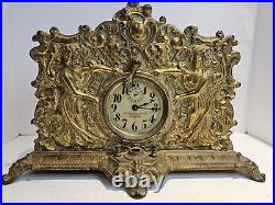 1910 National Electric Clock Co. NY Queen Mechanical Night Light Alarm Clock