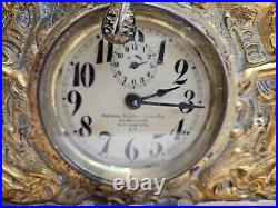 1910 National Electric Clock Co. NY Queen Mechanical Night Light Alarm Clock