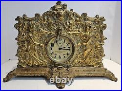 1910 National Electric Clock Co. NY Queen Mechanical Night Light Alarm Clock