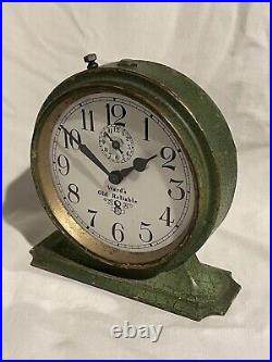 1920 Antique Green Ingraham Ward's Old Reliable 8 day Alarm Clock-Runs Strong