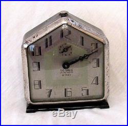 1920's ANTIQUE ART DECO INGRAHAM THE GABLE 8-DAY ALARM CLOCK- RUNNING SERVICED