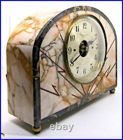 1920's Art Deco Marble Mantle Clock by Bulle-Clock Brevete S. G. D. G
