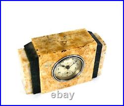 1920's Vintage Miniature French Marble Case Art Deco Clock with Second Hand Dial