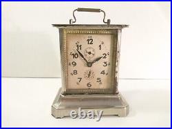 1920s Antique Carriage Alarm Clock With Glass Sides JUNGHANS Germany Working