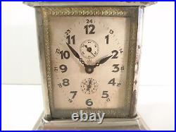 1920s Antique Carriage Alarm Clock With Glass Sides JUNGHANS Germany Working