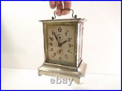 1920s Antique Carriage Alarm Clock With Glass Sides JUNGHANS Germany Working