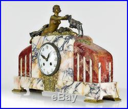 1920s French ART DECO Nude Lady BRONZE Sculpture MANTEL CLOCK by MARTI