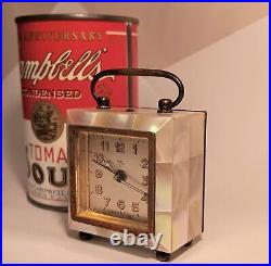 1920s MOTHER OF PEARL junghans travel alarm clock vtg art deco seashell germany