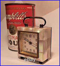 1920s MOTHER OF PEARL junghans travel alarm clock vtg art deco seashell germany