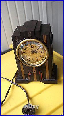 1929-31 Telechron Electrolarm Art Deco Skyscraper Clock, In Working Condition
