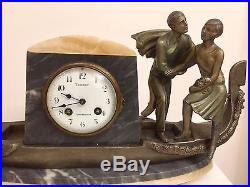 1930 Art Deco Figural Clock Venice Gondola Sculpture By Sega Serviced
