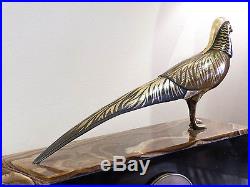 1930 French Art Deco Mantel Clock With Bronze Statue Sculpture Signed M. Secondo