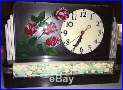 1930's ART DECO FOUR ROSES WHISKEY ADVERTISING LIGHTED CLOCK GREAT WORKING COND