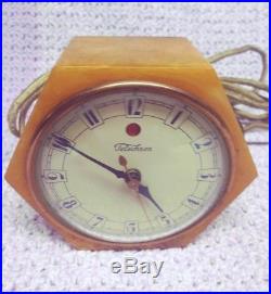 1930's Art Deco Telechron DAPHNE Butterscotch Catalin/Bakelite Table Clock