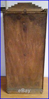 1930's Art Deco Wall Clock Carved Wood Case Veritable West Minster