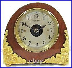 1930's French Art Deco Bulle-Clock Wood and Brass Floral Shelf Clock