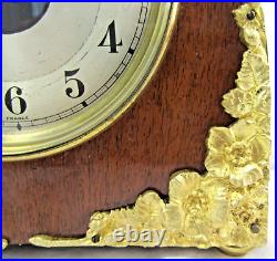 1930's French Art Deco Bulle-Clock Wood and Brass Floral Shelf Clock