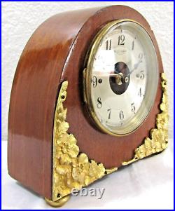 1930's French Art Deco Bulle-Clock Wood and Brass Floral Shelf Clock