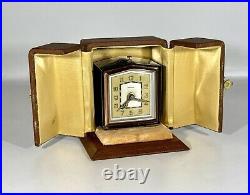 1930's French Art Deco Enamelled Travel Clock & Case by Duverdrey & Bloquel