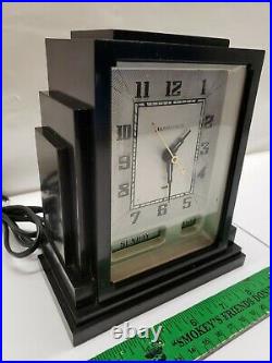 1930's HAMMOND Art Deco SKYSCRAPER Bakelite Calendar Shelf Clock Antique Working