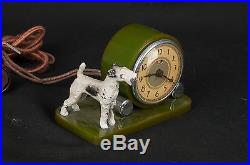1930's New Haven ART DECO Green Catalin Bakelite Dog Clock