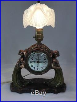 1930s Antique Art Deco Prohibition Windsor Gibraltar Tavern Pub Clock Lamp Nudes