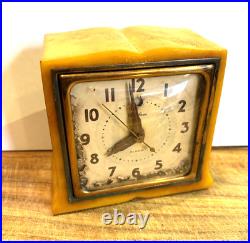 1930s Art Deco Butterscotch Bakelite Telechron Catalin Alarm Clock 7H101