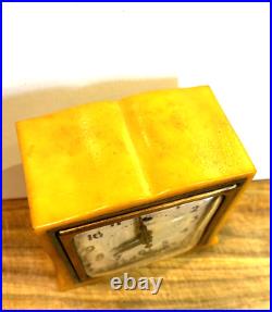 1930s Art Deco Butterscotch Bakelite Telechron Catalin Alarm Clock 7H101