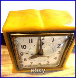 1930s Art Deco Butterscotch Bakelite Telechron Catalin Alarm Clock 7H101