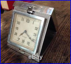 1930s Solid Silver Bedside Clock With Buren Goliath Watch Type 8 Day Movement