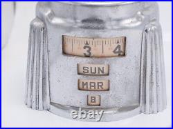 1930s Westclox Kal Klok Chrome Art Deco Observatory Clock Calendar Alarm AS-IS