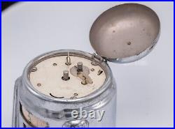 1930s Westclox Kal Klok Chrome Art Deco Observatory Clock Calendar Alarm AS-IS