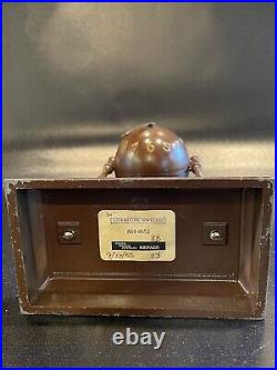 1933 Art Deco Baseball Style Metal Mantle Clock with Key Works Well