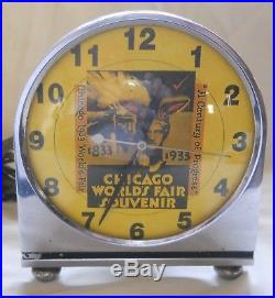 1933 Chicago World's Fair Souvenir Spin To Start Art Deco Clock ++ Indian ++