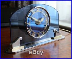 1935 SMITHS ART DECO BLUE GLASS ELECTRIC CLOCK SUPERBly RARE CLOCK