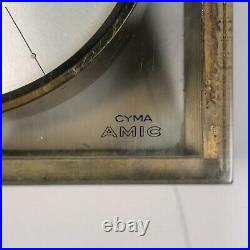 1935 Vintage desk clock CYMA Amic Sonomatic V8 16 Jewels gold Swiss analog alarm