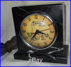 1939 New York World's Fair Spin To Start Art Deco Marble And Chrome Clock