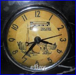 1939 New York World's Fair Spin To Start Art Deco Marble And Chrome Clock