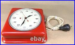 1940's Red Vintage Art Deco General Electric Kitchen Wall Clock