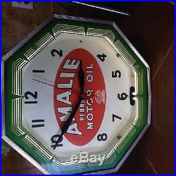 1940s Art Deco Amalie Oil Neon Products Clock
