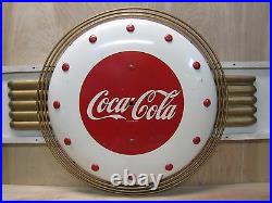 1940s Art Deco Coca-Cola Promo Soda Clock Sign Tin Masonite Kay Inc Prop of Coke