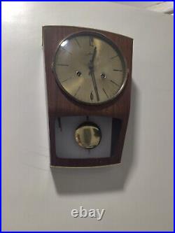 1940s HAID ART DECO MADE IN GERMANY PENDULUM WALL CLOCK CURVED GLASS