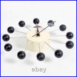 1950's Large Vitra Ball Wall Clock Black And Brushed Brass Metal 18'' inch