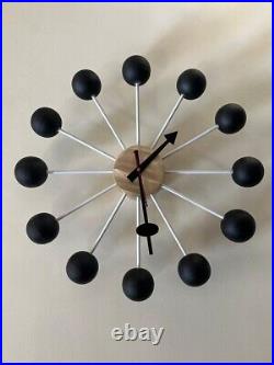 1950's Large Vitra Ball Wall Clock Black & Brushed Brass Metal 18'' Modern clock