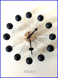 1950's Large Vitra Ball Wall Clock Black & Brushed Brass Metal 18'' Modern clock