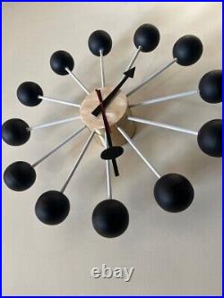 1950's Large Vitra Ball Wall Clock Black & Brushed Brass Metal 18'' Modern clock