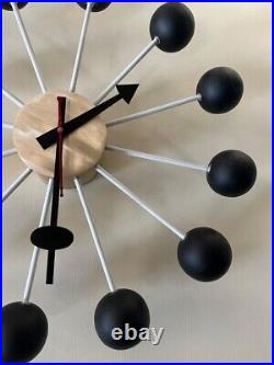 1950's Large Vitra Ball Wall Clock Black & Brushed Brass Metal 18'' Modern clock