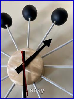 1950's Large Vitra Ball Wall Clock Black & Brushed Brass Metal 18'' Modern clock